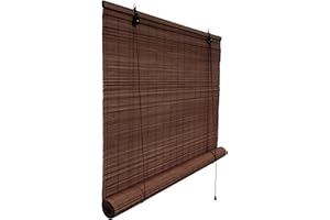 Victoria M. Tenda a Rullo in Bambù per Interni, Protezione Solare e della Privacy per Porte e Finestre, 60 x 160 cm, Colore Marrone Scuro