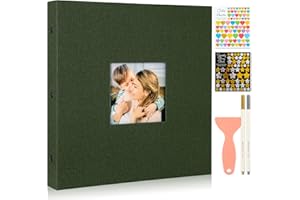 Benjia Album Fotografico Autoadesivo da incollare, XXL Album Fotografico Pagine Bianche con Adesivo e Penna Metallica per 9x13 10x15 13x18 a4 a5 a6 (Grande 20 fogli / 40 pagine, Verde)