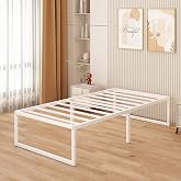 Yicensen Single Bed 90 x 190 cm with Steel Slats Height 46 cm, White | Easy assembly, silent, maximum load 350 kg, space unde