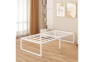 Yicensen Struttura Letto Singola 80x190 cm - 46 cm Di Altezza, C'è Molto Spazio Sotto il Letto, Letto in Metallo con Supporto Doghe in Acciaio, Facile da Montare, Design Silenzioso, Bianco