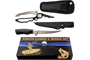 Zotic Profi Angel-Set, Fischmesser und Multitool, scharfes Filetiermessers mit flexibler Klinge, Angelschnur Knipser, Hakenlöser, Quetschhülsen und Sprengringzange