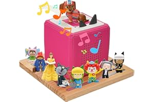 Gieanoo for Tonie Box Shelf,for Toniesbox 2/1 Square Pine Wood Tonie Magnetic Storage Shelf uesd for Desk or Floor Tonies Holder Display Shelf for 12-30 Characters for Kid's Room(Natural)