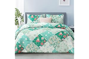 Whale Flotilla Piumino 220 x 230 cm, Trapunta Traspirante e super morbido, Piumone per 4 Stagioni con 2 Federe,motivo a Quadri, Verde