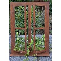 DEWOGA Deko-Fenster Aus Edelrost Auf Platte (33x45cm) - Metall-Gartenaccessoire Zum Aufstellen, Ohne Deko, Made In Poland
