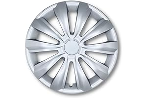 ALBRECHT AUTO-ZUBEHÖR Albrecht Copricerchi 14 Pollici Argento Neri per Cerchioni in Acciaio - Borchie Pollici Delta in plastica di Alta qualità con Rivestimento a Strati - Made in EU