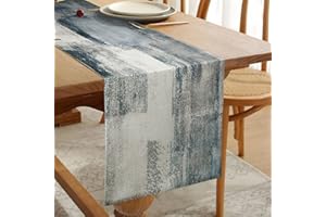HANRUNSI Table Runners Navy Blue and Grey Table Decor Retro Rustic Table Decorative Cloth for Xmas Holidays, Holiday Parties, Great Gift, Events Dinner, TV Table Bridal Shower Home Dining 33 cm x 183 cm