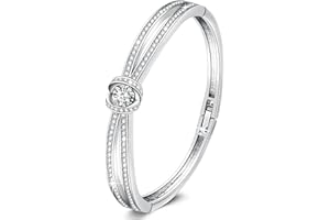 GEORGE · SMITH Valentins damskie srebrne bransoletki miłość serce kryształowe bransoletki dla kobiet różowe złoto bransoletka bransoletka na dzień matki urodziny biżuteria dla matki córki żony