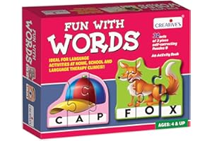 Creative's Fun with Words Educational Word Puzzles Game for Kids 30 Self-Correcting 3-Piece Puzzles Learn Letter Recognition, Spelling & Reading Language Development Toy for Ages 4+