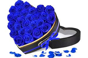 MAMAMIKO 27 Ewige Rosen in Herzform Box - Infinity Blaue Rose, Konservierte Echt Blume, Besondere Rose Geschenk für Sie Frauen Mama Freundin, zum Valentinstag Geburtstag Muttertag Jahrestag