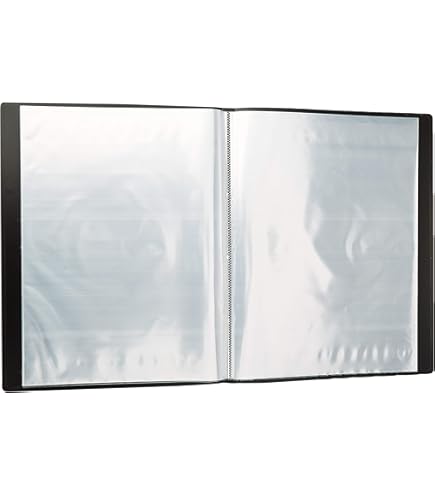 Lotus Carpeta De Presentación A2, Elegante Carpeta De Presentación Negra De 20 Bolsillos, Ideal Para Profesionales, Reuniones De Negocios, Estudiantes, Proyectos, Suministros Escolares, Universidades