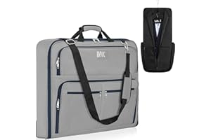 IBVIVIC 41in - Custodia per vestiti, borsa da viaggio, con tracolla, pieghevole, per 3 abiti, 2 in 1, borsa per bagagli, da uomo, donna, viaggio d'affari, grigio, 56 x 12 x 49 CM, Custodia per
