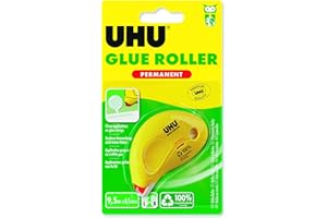 UHU Roller de colle permanent - Colle de façon permanente, rapide, propre, précis et instantané, sans solvants, transparent, 9,5 m x 6,5 mm