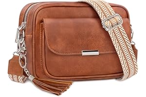 NEWIROVE Small Cross Body Bag Women Leather Crossbody Bags PU Vintage Ladies Handbags & Shoulder Bags With Tassel Shoulder Bag With Adjustable And Removable Wide Strap For Travel Casual Work