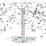 Relaxdays 10020852 Party-Popper 40 cm, 6-8m Effekthöhe, Konfetti-Shooter, Konfetti-Kanone, Silber