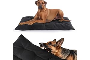 MABOZOO Indestructible Dog Bed, Chew Resistant Crate Pad, Durable for Aggressive Chewers, Washable Dog Mat, XL, 28" x 41", Black