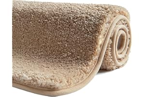 SFLXO 60cm x 40cm Non Slip Bath Mat Machine Washable Bath-Mats For Bathroom Durable Soft Bath Rugs Water Absorbent Bathroom Mats Fluffy Microfiber Bath Rug Creme Beige