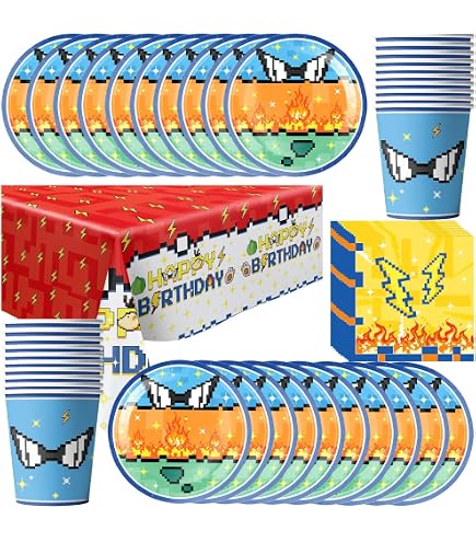 Kit Vaisselle Fête Anniversaire Dragon - Nappe, Assiettes, Serviettes, Gobelets, Bannière - 10