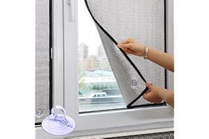 KEFU01 Sichtschutz Wärmeisolierung Reflektierende Fensterfolie,UV-Schutz Sonnenschutzfolie Fenster Innen oder Außen,Aluminiumfolie Isolierfolie,mit Saugnapf,für das Heimbüro,Garage (90x120cm/35''x47'')