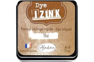 Aladine - Encreur Izink Dye Brun Thé - Encreur à Séchage rapide pour Tampons et Pochoirs - Scrapbooking et Carterie Créative - Encre Française - Taille M - 5 x 5 cm - Couleur Brun