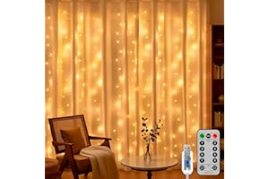 HeiPard Guirlande Lumineuse Rideau Intérieur 3m*2m, 200 LED Blanc Chaud USB Rideau Lumineux Noel 8 Modes Dimmable Etanche Decoration Led Chambre pour Noël, Mariage, Anniversaire, Fenêtre, Maison