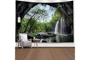 WYCIAN Wall Tapestry Landscape Forest Wall Tapestry Mountain Tapestry Jungle Wall Towel Green Tapestry Nature Tapestry Skirt Soft Microfibre 240 x 220 cm