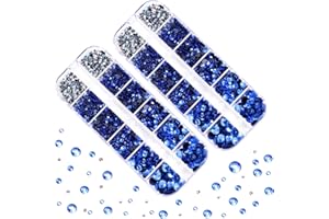 BLINGINBOX DMC Hotfix Rhinestone 2 Box Total 5200 Pieces Mixed Size Round Crystals Glass Gems for Costume Jewelry Making (Lt.Sapphire)