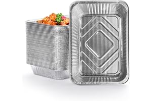 GKZB Vaschette in Alluminio 30 Pezzi - Teglie 1000 ML, Contenitori, Vassoi per Cucinare e Cuocere al Forno - 23 x 17 x 4cm