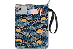 CRASPIRE Custodia per Libri Wave Protezione per Libri Star Copertine per Libri Luna per Libri In Brossura Copertina per Libri In Tessuto Lavabile con Cerniera e Tasca Extra Sulla Manica per Gli Amanti