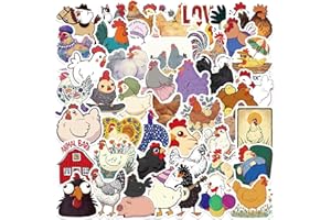 LYLSDSB Huhn Aufkleber 50 Stück Vinyl Funny Cartoon Tier Aufkleber für Laptop Skateboard Gepäck Auto Telefon Scrapbook Fahrrad Koffer,Wasserdicht Niedliche Bunte Chicken Stickers für Kinder Erwachsene