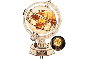 ROKR STEM zestaw modelarski świecącego globusa, drewniane puzzle 3D, dla dorosłych, dekoracja biurka, prezent dla mężczyzn i kobiet (ST003)