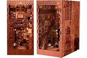 AONGAN Book Nook Kit - DIY Miniature Dollhouse Kit, DIY 3D Wooden Puzzle Bookends, Craft Gifts/Home Decoration for Family (Scholars's Dream)