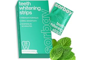 SORBAY Teeth Whitening Strips Gentle Non Hydrogen Peroxide | 28 Enamel Safe Teeth Whitener Strips | Advanced Tooth Whitening Strip | Vegan Non-Sensitive Tooth Whitener Gel Strip (UK Brand)