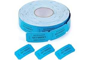 Nezyo Wertmarken Rolle 1000 Blatt Perforierte Wertmarken Fortlaufende Nummer Essensmarken Rolle Getränke Marken Rolle Abrisskarten für Geschäfte Bar Hochzeit Party Halloween(Blau,BEVERAGES)