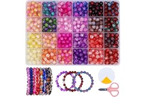 ‎YJWZ YJWZ 520 Stück Perlen für Armbänder,8mm Bunte Runde Edelsteine Perlen zum Auffädeln,Armbänder Selber Machen für Kinder Erwachsene, Glasperlen Set mit Löchern für die DIY-Schmuckherstellung