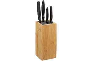 relaxdays Rangement Couteaux, Bambou, Non Garni, avec Insert en tiges Plastiques, Universel, 23x10,5x10,5 cm, Nature