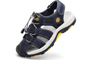 ZYLDK Unisex-Kinder Sandalen Leder für Jungen Mädchen Strand Geschlossene Wandersandale Trekkingsandalen Sport- Outdoor Sommer Atmungsaktive Freizeitschuhe Wanderschuhe 28-37 EU