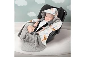 Joyz Manta con Capucha para Bebé 84x84cm 100% Algodón Safari con Minky Gris Saco de Doble Cara para Accurucarse Toda la Temporada Universal Portabebés Ideal para el Cochecito o Silla de Paseo