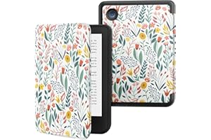 MoKo Étui pour Tolino Shine Color/Shine 5 (2024)/Shine 4 (2022) et Kobo Clara BW/Color/2E 6", Ultra Fin et léger, Fonction Veille/réveil Automatique pour Kobo Clara 6" 2024, Fleur