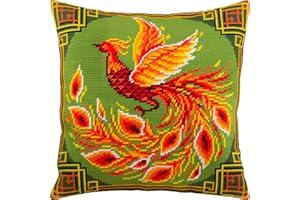 Brvsk Oiseau chinois. Kit de broderie avec toile de tapisserie imprimée (40 × 40 cm) — Kit de coussins à l'aiguille pour une décoration créative de la maison — Kit de couture pour adultes débutants