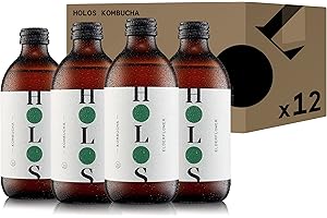 HOLOS Kombucha Elderflower 12 x 330ml bottles | Authentic small-Batch kombucha, low-Sugar & unpasteurised, hand-Crafted, all-natural ingredients