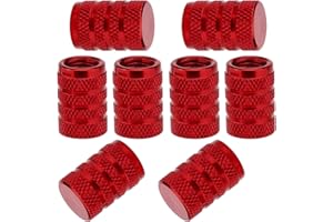 SAVITA 8Pcs Tire Valve Stem Caps, Universal Aluminum Tire Valve Cap with Rubber Ring, Dust Proof Valve Cover for Cars, SUVs, Bike and Bicycle, Trucks, Motorcycles (Red)