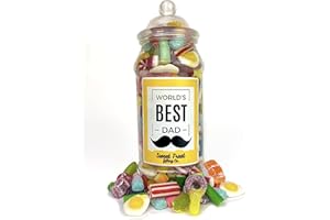 SWEET TREAT GIFTING CO. World's Best Dad Sweet Jar Fathers Day Sweets Birthday & Christmas Pick n Mix 670g