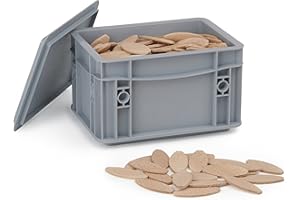 WFix Lamelles d'Assemblage Type Lamello 20 Taille 20 250 pièces Chevilles Plates dans une Boîte de Rangement Euroboîte Biscuits Bois idéale pour Fraisage et Bricolage