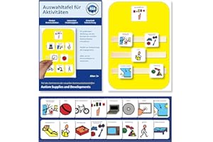 AUTISM SUPPLIES AND DEVELOPMENTS Aktivitätenauswahl Nonverbale Kommunikationstafel – Autismus Hilfsmittel – 16 Kommunikationkarten Autismus – Robust Hochwertige Visuelle Kommunikation