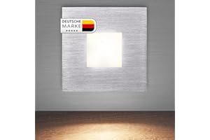 ‎MAX K O M F O R T max K O M F O R T LED Treppenbeleuchtung 230V warmweiß 0,5W – 3er SET | Eckige Aluminium Treppenleuchte | Wand Einbauleuchte | Modell 6104S