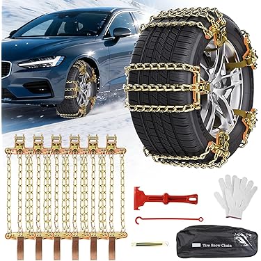 Blueshyhall 8 Stück Universal Schneeketten,Anti-Rutsch Ketten, Auto Anfahrhilfe