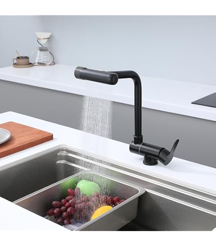 CECIPA Grifo Cocina Abatible 180°, Grifo Cocina Plegable Ventana Con 2 Modos De Agua, Grifo