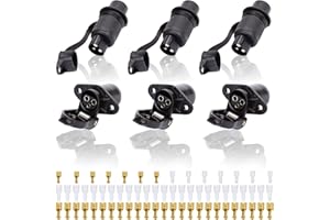 SPARKMOTO 3 Piezas x Enchufes de Remolque 3 Pines y Zócalo de Remolque 3 Pines, 12V Enchufe y Zócalo Remolque 3 Pines Impermeable Conector, para Tractor Camión RV Autos Conectores Remolque (2 Piezas)