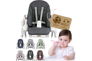 NINNA-NANNA BY BAMBINIWELT Housse de rechange pour coussin d'assise [Housse pour chaise haute] compatible avec Peg Perego Prima Pappa ZERO3 et SIESTA (gris foncé chiné)