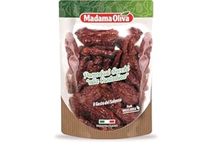 MADAMA OLIVA, Pomodori Secchi "alla Contadina", Pomodori Disidratati Sotto Sale, Ideali da Accompagnare ad Antipasti e Aperitivi, 100% Made in Italy, Busta da 200 gr